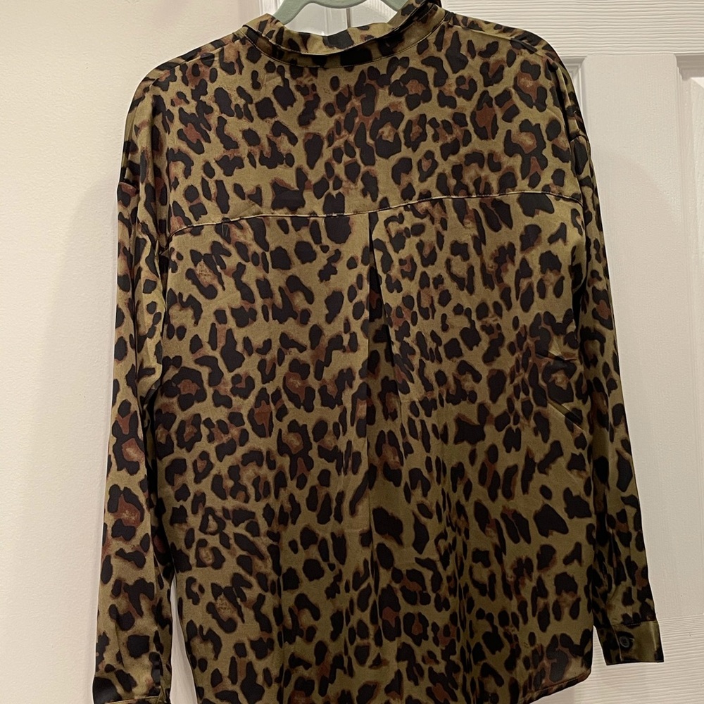 Karlie Olive Leopard Print Button Up Blouse - image 2